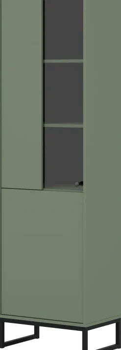 OTTO home Vitrine »Loft, Höhe 180 cm, moderne Standvitrine mit 2 Türen, Metallkufen« Hochschrank mit viel Stauraum, Glastür und verstellbaren Einlegeböden