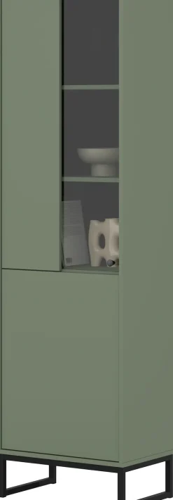 OTTO home Vitrine »Loft, Höhe 180 cm, moderne Standvitrine mit 2 Türen, Metallkufen« Hochschrank mit viel Stauraum, Glastür und verstellbaren Einlegeböden