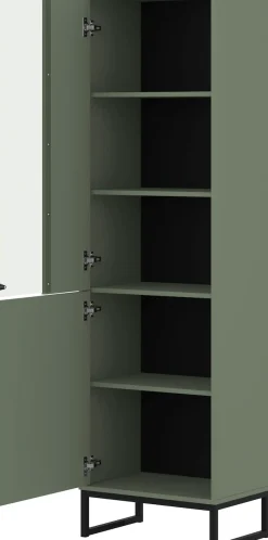 OTTO home Vitrine »Loft, Höhe 180 cm, moderne Standvitrine mit 2 Türen, Metallkufen« Hochschrank mit viel Stauraum, Glastür und verstellbaren Einlegeböden
