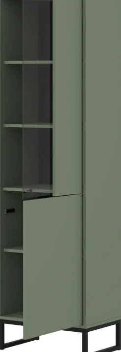 OTTO home Vitrine »Loft, Höhe 180 cm, moderne Standvitrine mit 2 Türen, Metallkufen« Hochschrank mit viel Stauraum, Glastür und verstellbaren Einlegeböden