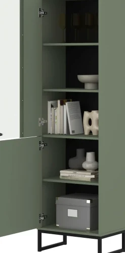OTTO home Vitrine »Loft, Höhe 180 cm, moderne Standvitrine mit 2 Türen, Metallkufen« Hochschrank mit viel Stauraum, Glastür und verstellbaren Einlegeböden