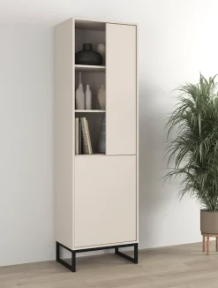 OTTO home Vitrine »Loft, Höhe 180 cm, moderne grifflose Standvitrine mit 2 Türen« Hochschrank mit viel Stauraum, verstellbaren Einlegeböden, Regal