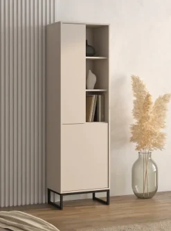 OTTO home Vitrine »Loft, Höhe 180 cm, moderne grifflose Standvitrine mit 2 Türen« Hochschrank mit viel Stauraum, verstellbaren Einlegeböden, Regal
