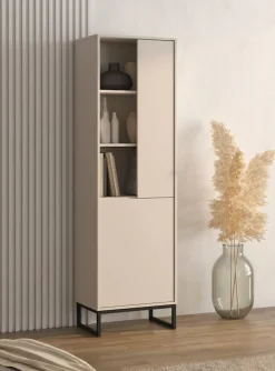 OTTO home Vitrine »Loft, Höhe 180 cm, moderne grifflose Standvitrine mit 2 Türen« Hochschrank mit viel Stauraum, verstellbaren Einlegeböden, Regal