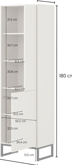 OTTO home Vitrine »Loft, Höhe 180 cm, moderne grifflose Standvitrine mit 2 Türen« Hochschrank mit viel Stauraum, verstellbaren Einlegeböden, Regal