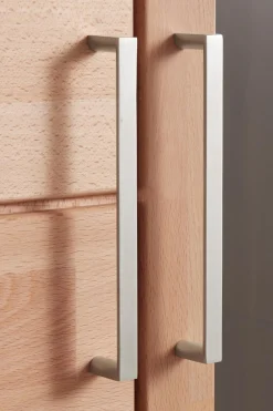 OTTO home Vitrine »LOGO B/T/H: 90/42/190cm,10Fächer, 1 Holztür, 1 Glastür, viel Stauraum« Fronten aus Massivholz, Korpus aus farblich abgestimmter Melamin