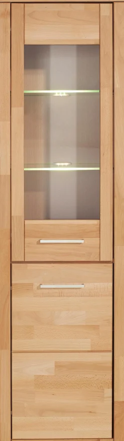 OTTO home Vitrine »LOGO B/T/H: 50/42/180cm, 5Fächer, 3 Einlegeboden verstellbar.« Kopus&Leisten aus Massivholz, Korpus aus Melamin, Türanschlag L/R