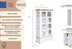 OTTO home Vitrine »Melissa« Höhe 169 cm, Breite 94 cm, 2-türig, Kiefer massiv, FSC®