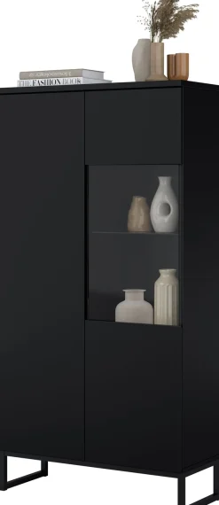 OTTO home Vitrine »Modo II, Breite 80 cm, moderner griffloser Vitrineschrank« Vitrine viel Stauraum, Einlegeböden verstellbar, Glastür, Metallkufen