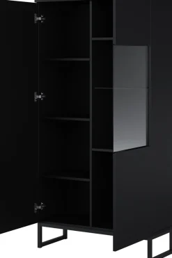 OTTO home Vitrine »Modo II, Breite 80 cm, moderner griffloser Vitrineschrank« Vitrine viel Stauraum, Einlegeböden verstellbar, Glastür, Metallkufen