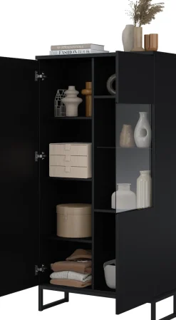 OTTO home Vitrine »Modo II, Breite 80 cm, moderner griffloser Vitrineschrank« Vitrine viel Stauraum, Einlegeböden verstellbar, Glastür, Metallkufen