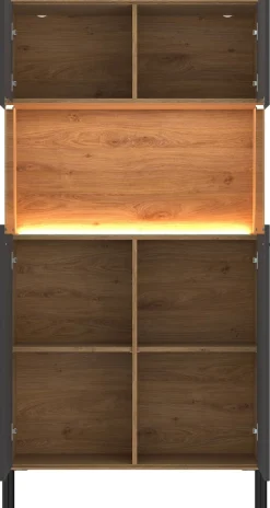 OTTO home Vitrine »Nursia« Vitrine, Breite 90 cm, mit geriffelten Fronten, auf Metallfüßen