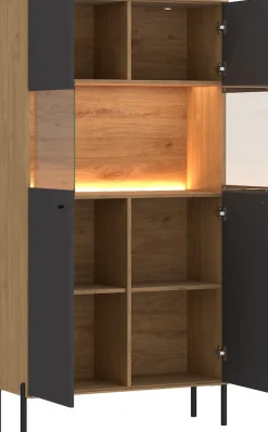 OTTO home Vitrine »Nursia« Vitrine, Breite 90 cm, mit geriffelten Fronten, auf Metallfüßen