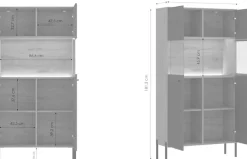 OTTO home Vitrine »Nursia« Vitrine, Breite 90 cm, mit geriffelten Fronten, auf Metallfüßen