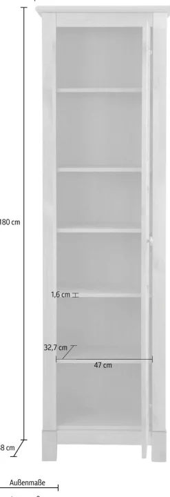 OTTO home Vitrine »Rauna Vitrinenschrank, Stauraumchrank« Höhe 180 cm, aus massiver Kiefer, FSC®-zertifiziert