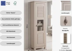 OTTO home Vitrine »Rauna Vitrinenschrank, Stauraumchrank« Höhe 180 cm, aus massiver Kiefer, FSC®-zertifiziert