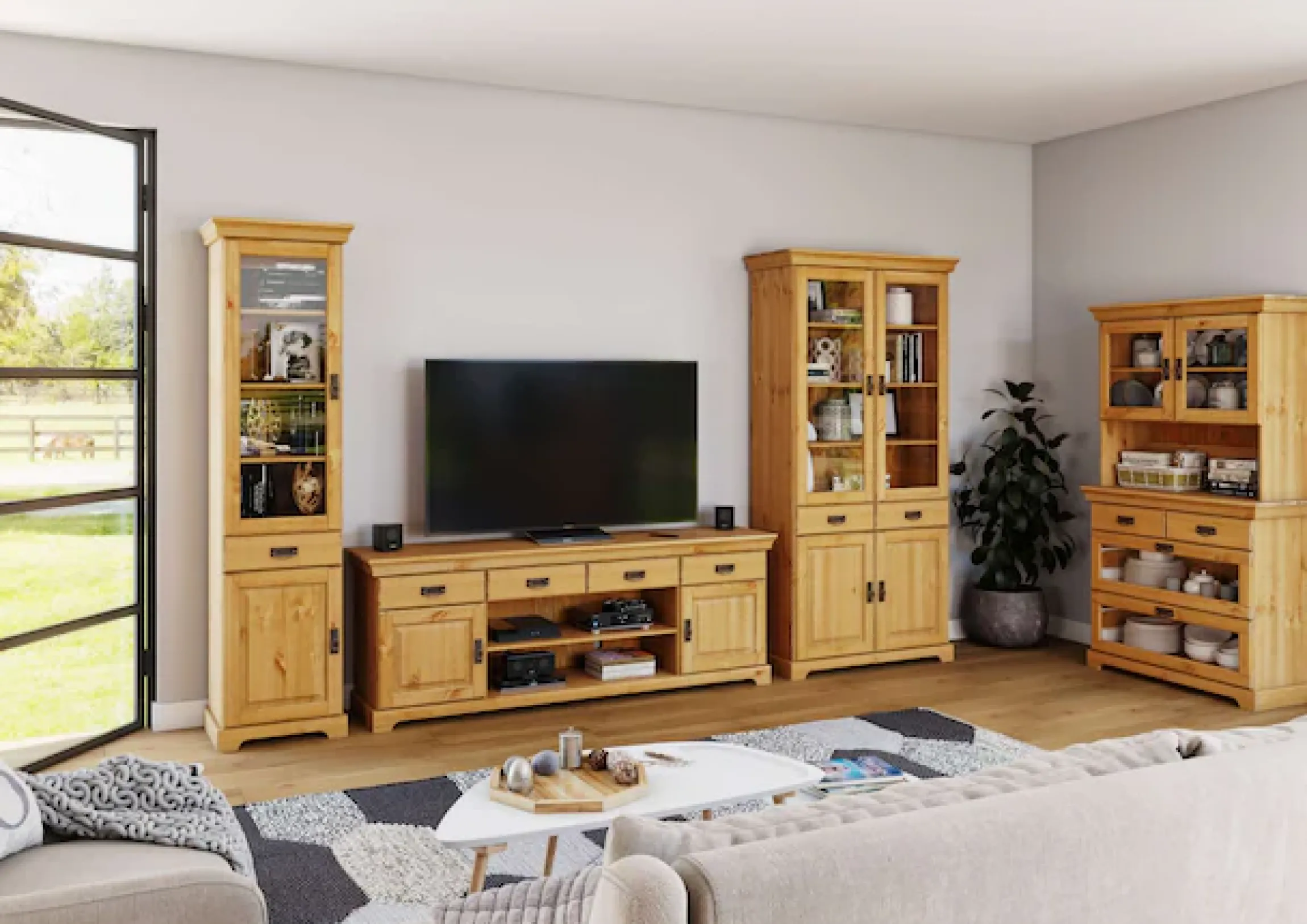 OTTO home Vitrine »Rügen« zertifiziertes Massivholz, Höhe 192 cm, im Landhausstil