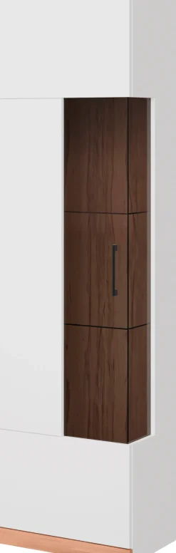 OTTO home Vitrine »Ribe,180cm hoch,5 Fächer,2 Glasböden variabel einsetzbar« Oberplatte Kernbuche massiv,dunkles Glas, schwarze Metall Griffe