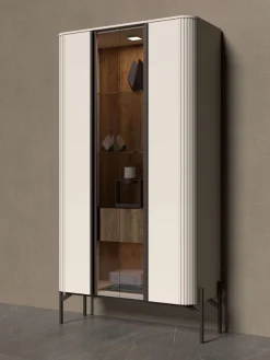 OTTO home Vitrine »Rondo, Showcase,Parsol-Sicherheitsglas,LED-Bel., B/T/H:94/40/180 cm« UV lackiert, Soft Close Funktion, Metallrahmen als Basis des Elements