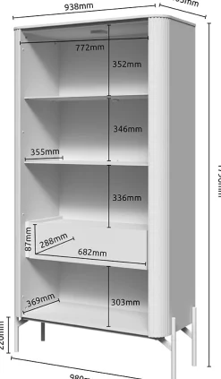 OTTO home Vitrine »Rondo, Showcase,Parsol-Sicherheitsglas,LED-Bel., B/T/H:94/40/180 cm« UV lackiert, Soft Close Funktion, Metallrahmen als Basis des Elements