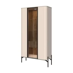 OTTO home Vitrine »Rondo, Showcase,Parsol-Sicherheitsglas,LED-Bel., B/T/H:94/40/180 cm« UV lackiert, Soft Close Funktion, Metallrahmen als Basis des Elements
