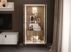 OTTO home Vitrine »Rondo, Showcase,Parsol-Sicherheitsglas,LED-Bel., B/T/H:94/40/180 cm« UV lackiert, Soft Close Funktion, Metallrahmen als Basis des Elements