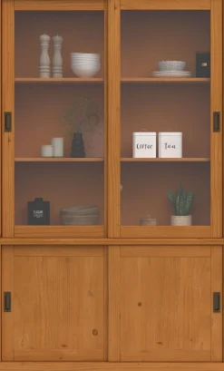 OTTO home Vitrine »Schröder« mit 2+2 Schiebetüren, aus massivem Kiefernholz, Breite 114 cm