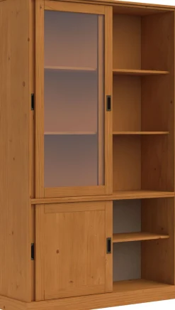 OTTO home Vitrine »Schröder« mit 2+2 Schiebetüren, aus massivem Kiefernholz, Breite 114 cm