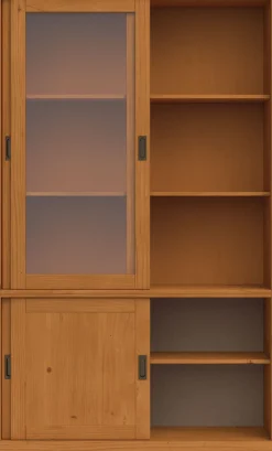 OTTO home Vitrine »Schröder« mit 2+2 Schiebetüren, aus massivem Kiefernholz, Breite 114 cm