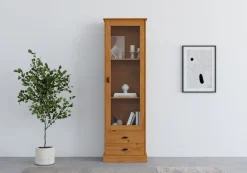 OTTO home Vitrine »Schröder« mit 1 Schiebetür, 2 Schubkästen, aus massivem Kiefernholz, Breite 55cm