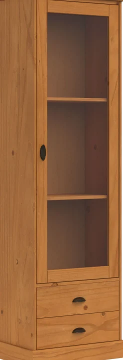 OTTO home Vitrine »Schröder« mit 1 Schiebetür, 2 Schubkästen, aus massivem Kiefernholz, Breite 55cm