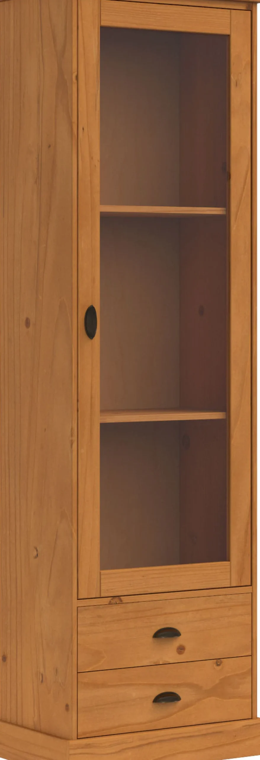 OTTO home Vitrine »Schröder« mit 1 Schiebetür, 2 Schubkästen, aus massivem Kiefernholz, Breite 55cm
