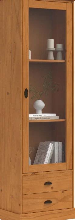 OTTO home Vitrine »Schröder« mit 1 Schiebetür, 2 Schubkästen, aus massivem Kiefernholz, Breite 55cm