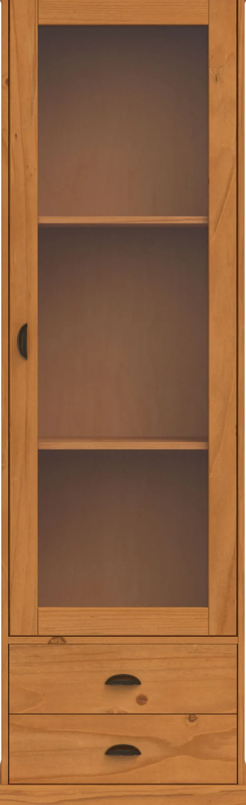 OTTO home Vitrine »Schröder« mit 1 Schiebetür, 2 Schubkästen, aus massivem Kiefernholz, Breite 55cm