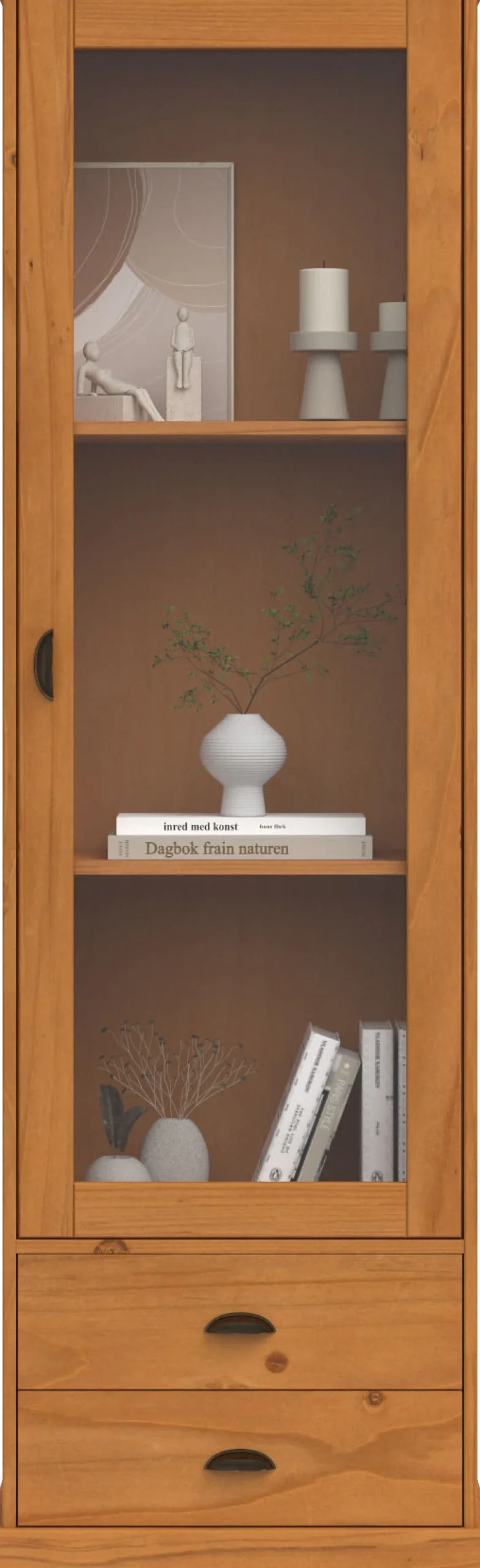 OTTO home Vitrine »Schröder« mit 1 Schiebetür, 2 Schubkästen, aus massivem Kiefernholz, Breite 55cm