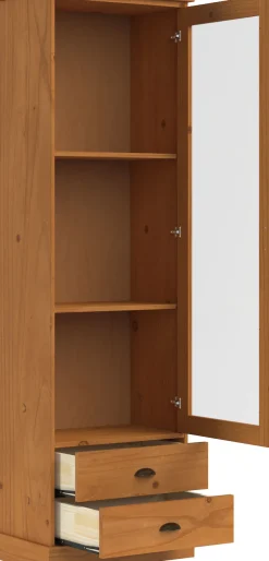 OTTO home Vitrine »Schröder« mit 1 Schiebetür, 2 Schubkästen, aus massivem Kiefernholz, Breite 55cm