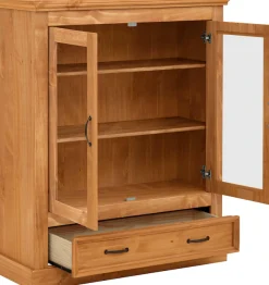 OTTO home Vitrine »Selma Highboard« aus massivem Kiefernholz, mit Griffen aus antikisiertem Metall
