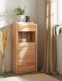 OTTO home Vitrine »Silkeborg« schöne grifflose Optik, teilmassiv