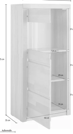 OTTO home Vitrine »Silkeborg« schöne grifflose Optik, teilmassiv