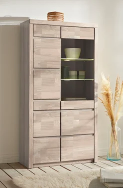 OTTO home Vitrine »Silkeborg« teilmassiv, schöne grifflose Optik