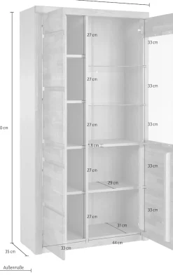 OTTO home Vitrine »Silkeborg« teilmassiv, schöne grifflose Optik