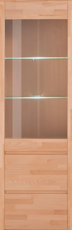 OTTO home Vitrine »SILKEBORG75, Tür mit Glaseinsatz, Türanschlag wechselbar rechts/links.« B/T/H: 60/35/190cm, Kernbuche teilmassiv geölt, 5 Fächer, Griffmulden