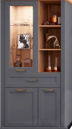 OTTO home Vitrine »Tara« (H/B/T): 200/101/48cm,lackiert mit wasserbasiertem UV-Lack,Soft-Close-Funktion
