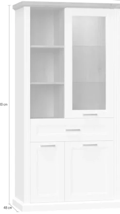 OTTO home Vitrine »Tara« (H/B/T): 200/101/48cm,lackiert mit wasserbasiertem UV-Lack, Soft-Close-Funktion