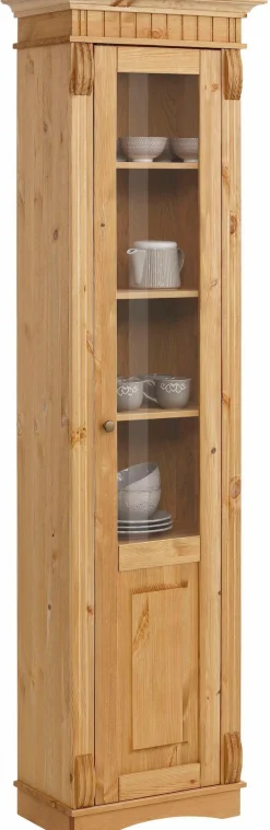 OTTO home Vitrine »Teresa« Maße (B/T/H): ca. 55/32/193 cm,mit 1 Glastür, Höhe 193 cm, aus massiver Kiefer, FSC®