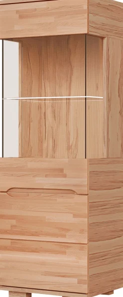 OTTO home Vitrine »VETRO: Fronten aus Massivholz, Korpus aus Melamin, 1Glastür« Kernbuche B/T/H:50/40/144cm, 2Variable einlegeboden, Türanschlag L/R