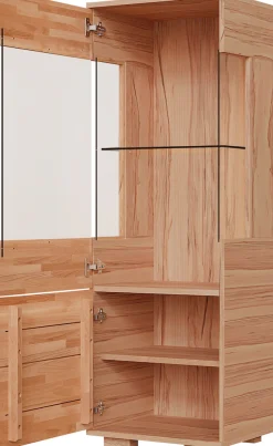 OTTO home Vitrine »VETRO: Fronten aus Massivholz, Korpus aus Melamin, 1Glastür« Kernbuche B/T/H:50/40/144cm, 2Variable einlegeboden, Türanschlag L/R