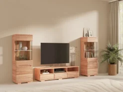 OTTO home Vitrine »VETRO: Fronten aus Massivholz, Korpus aus Melamin, 1Glastür« Kernbuche B/T/H:50/40/144cm, 2Variable einlegeboden, Türanschlag L/R