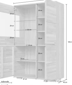 OTTO home Vitrine »VETRO: Fronten aus Massivholz, Korpus aus Melamin,Griffmulden« Kernbuche B/T/H:90/40/145,5cm,6Variable einlegeboden,10 Fächer,Glastür