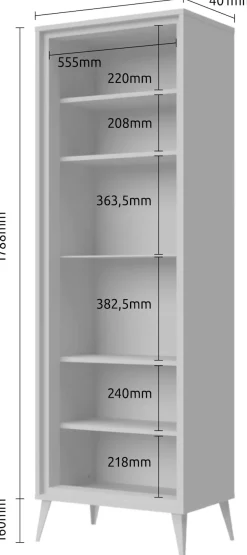 OTTO home Vitrine »Vida« (H/B/T): 195/64/40cm,UV lackiert, hochglänzend, Soft-Close und Push-to-open Funktion